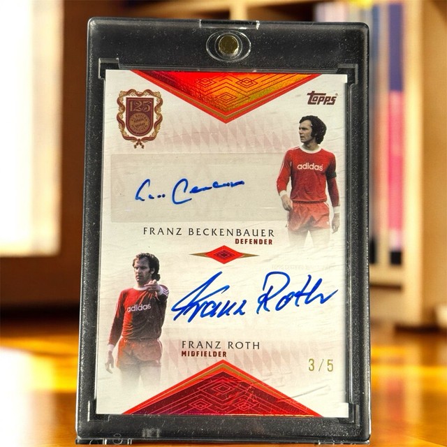 Ultra Rare 3/5 Franz Beckenbauer Franz Roth Dual Auto Topps FC Bayern 125 Jahre