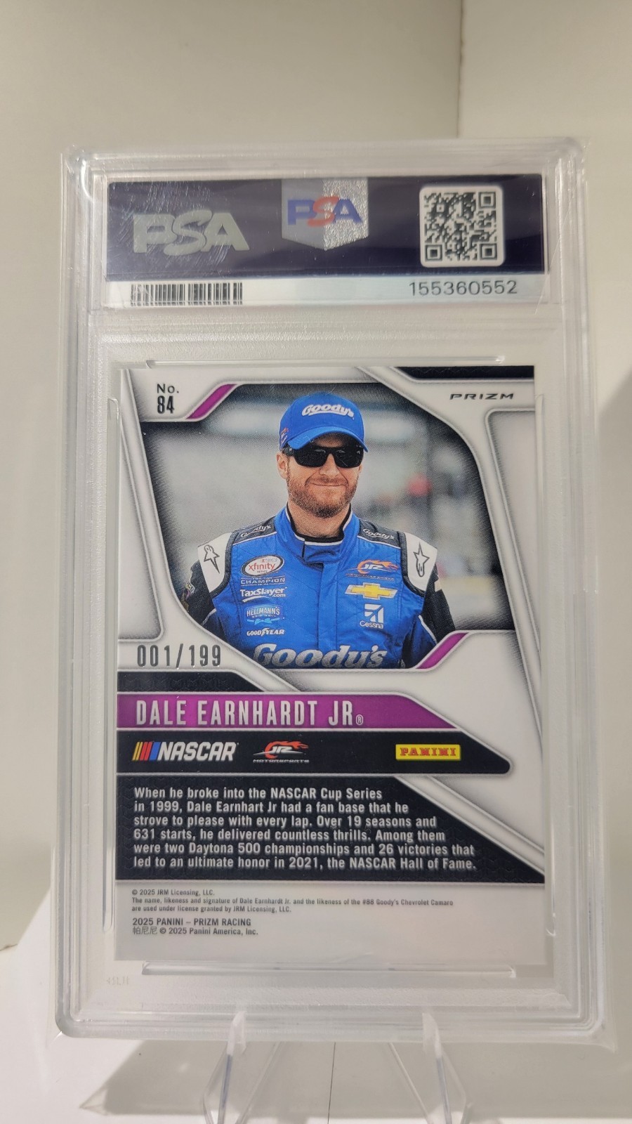 2025 Prizm Racing #84 Dale Earnhardt Jr. PSA9 Blue Prizm /199 view 2