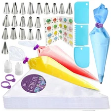 Piping Bags and Tips Set, 100PCS 12 Inch Disposable Pastry Bags with Tips Cup...