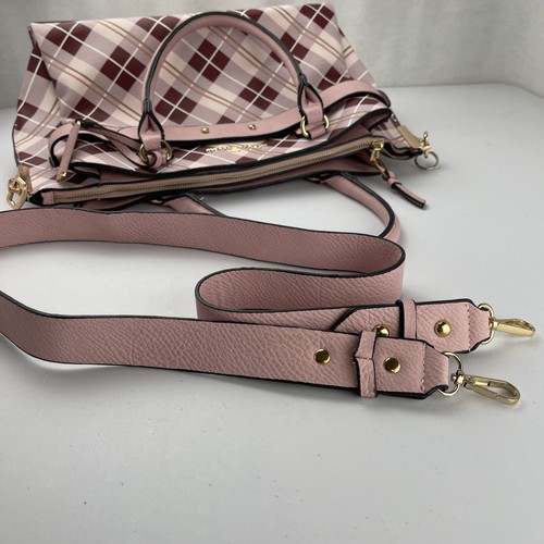 MKF by Mia K Collection Pink Plaid Shoulder Bag Purse Great Cond. Vegan Leather - Picture 23 of 24