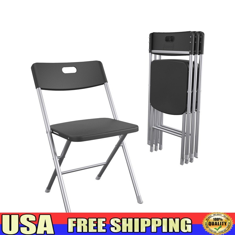 4-Pack Lightweight Folding Chairs Resin Seat Steel Frame Indoor Outdoor