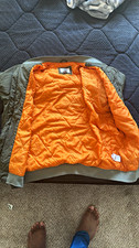 Mens Bomber Jacket Green w/ Orange Lining Ful...