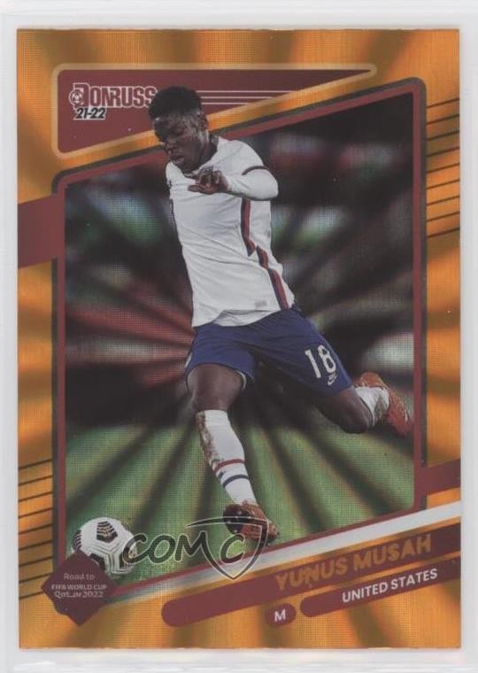 2021-22 Panini Donruss Road to Qatar Holo Orange Laser Yunus Musah #161 d0b