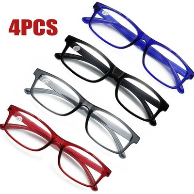 Reading Glasses Mens Womens Unisex Readers Eyeglasses 4 Pack Glasses New Square