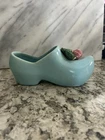 Vintage Ceramic McCoy blue dutch shoe with rose planter