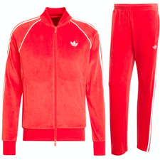 MED adidas Originals VELOUR SUPERSTAR TRACKSUIT pants  jacket  RED LAST 1
