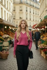 Women s V-Neck Knit Sweater Long Sleeve Regular Fit
