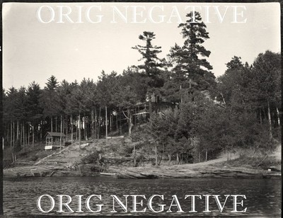 1910s Photo Negative Wisconsin Dells ''The Pines'' as Seen from Launch 1914