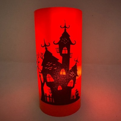 HomeRite Halloween Projector Candle LED Flame Haunted House Ghosts Pumpkins -NEW