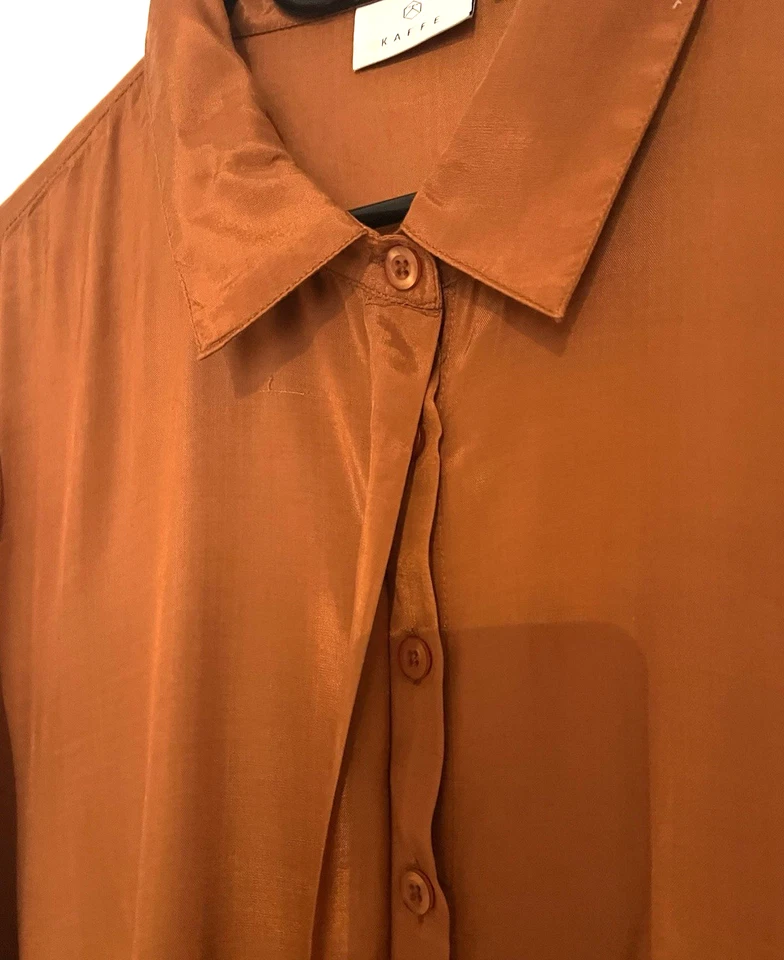 Satinkleid 44 v. Kaffe kupferbraun Viskose A-Linie Blusenkleid leicht mehrstufig - Bild 3 von 4