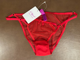 L&rsquo;Agent by Agent Provocateur Mariona Red Brief, Thong, And Suspender, Size 4 L