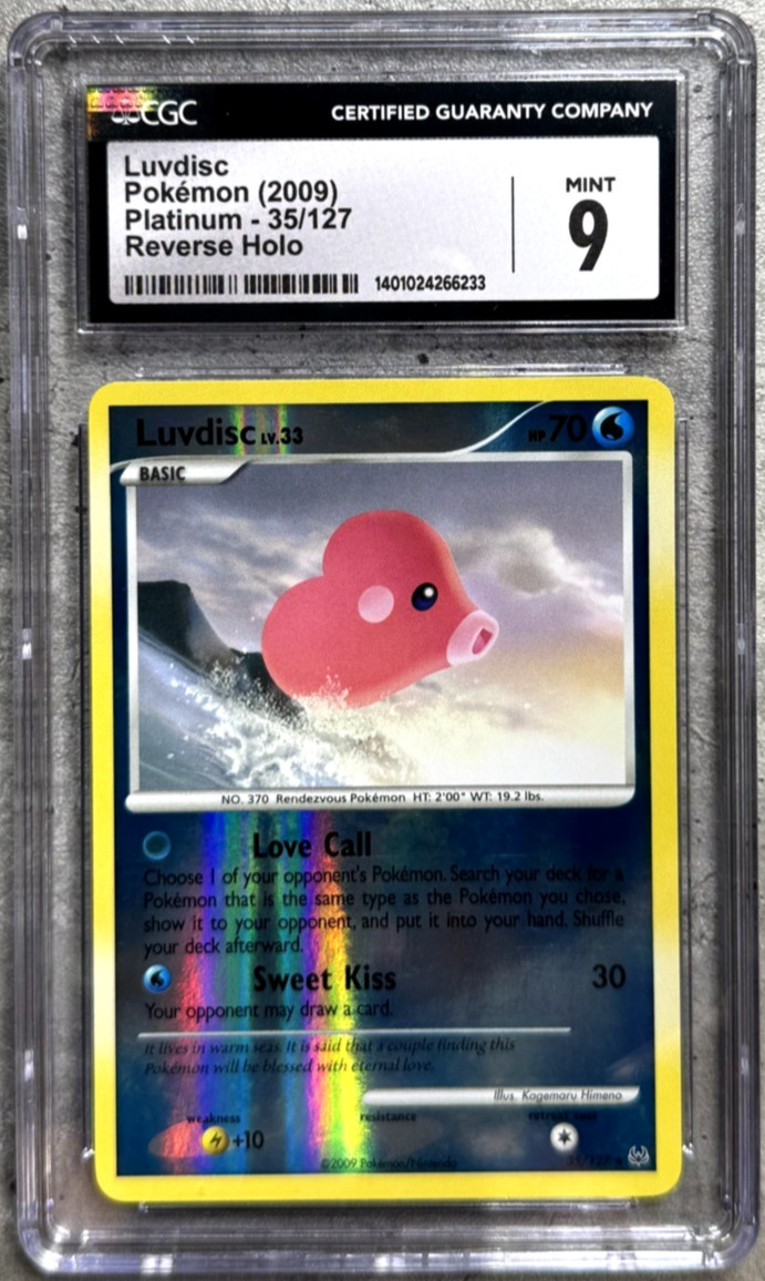 Pokémon Card Luvdisc Reverse Holo CGC 9 Mint, Platinum 35/127, 2009 (1)