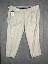 Roundtree & Yorke Travel Smart Men's Pant 52x30 Big Classic Fit Pleated Tan