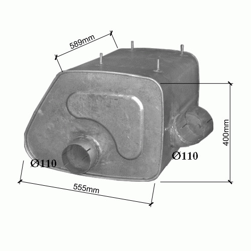 Silencieux MAN F2000 d'échappement en acier aluminisé pour moteur 12.8 robuste
