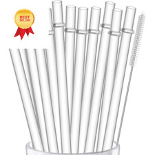 ALINK 12-Pack Reusable Plastic Clear Straws, 13 inch Extra 13 INCH, 