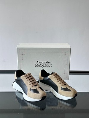 Alexander McQueen Oversized Sneakers Black Beige Leather Low Top Shoes Men