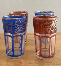 4 Elegant Gold Accented 4 oz. Moroccan Tea Glasses
