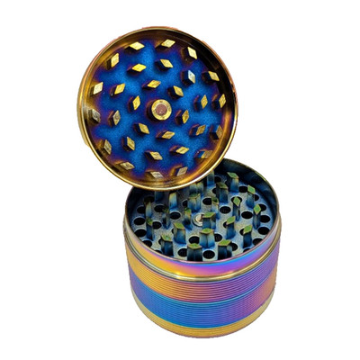 Premium Grinder Kräutermühle Metall 50mm 4tlg Ölfarben Sieb Mühle Crusher