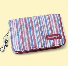 Mini Longaberger Homestead Stripe 3  x5   Travel Wallet Key Clip Coin Purse