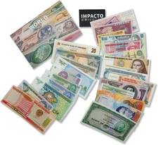 Foreign Currency Collection - 25 Different World Currency Banknotes - Collectibl
