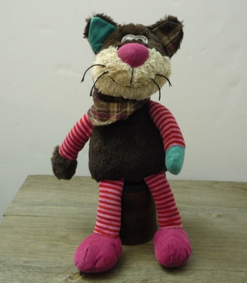 Maushaus rot/blau gestreift gestrickte Katze weiches Plüschtier 1701459