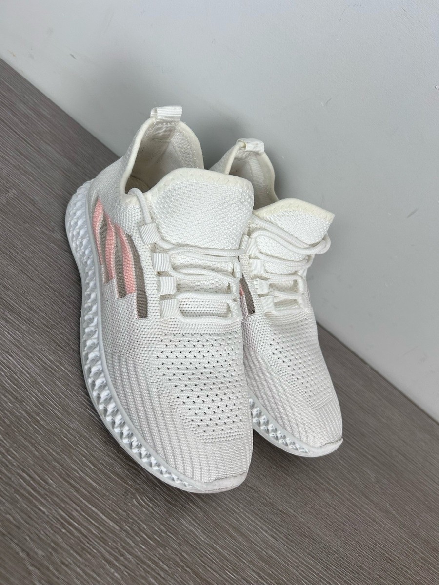 SHEIN Lace-up Decor Knit White Sneakers Women Size 6.5