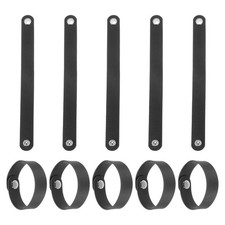10 Pcs Plain Leather Bracelets Leather Snap Bracelets (Black, 7.9"x0.8")