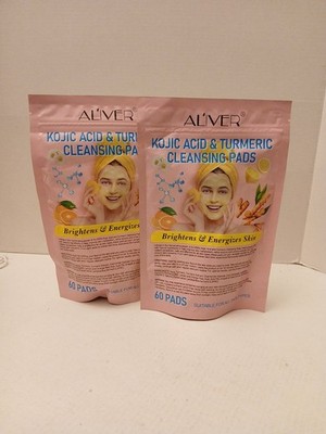 TWO Aliver Kojic & Turmeric Cleansing Pads 60 Each 120 Total BB: 8/2027