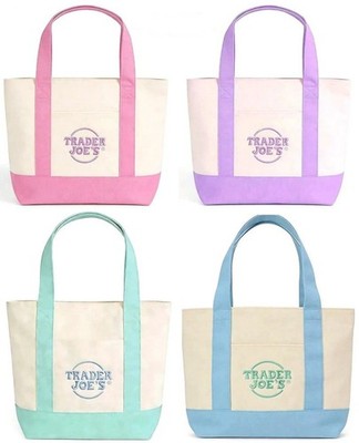 Trader Joe s Mini Tote Bag Set of 4 Spring Colors Canvas Reusable Bags New