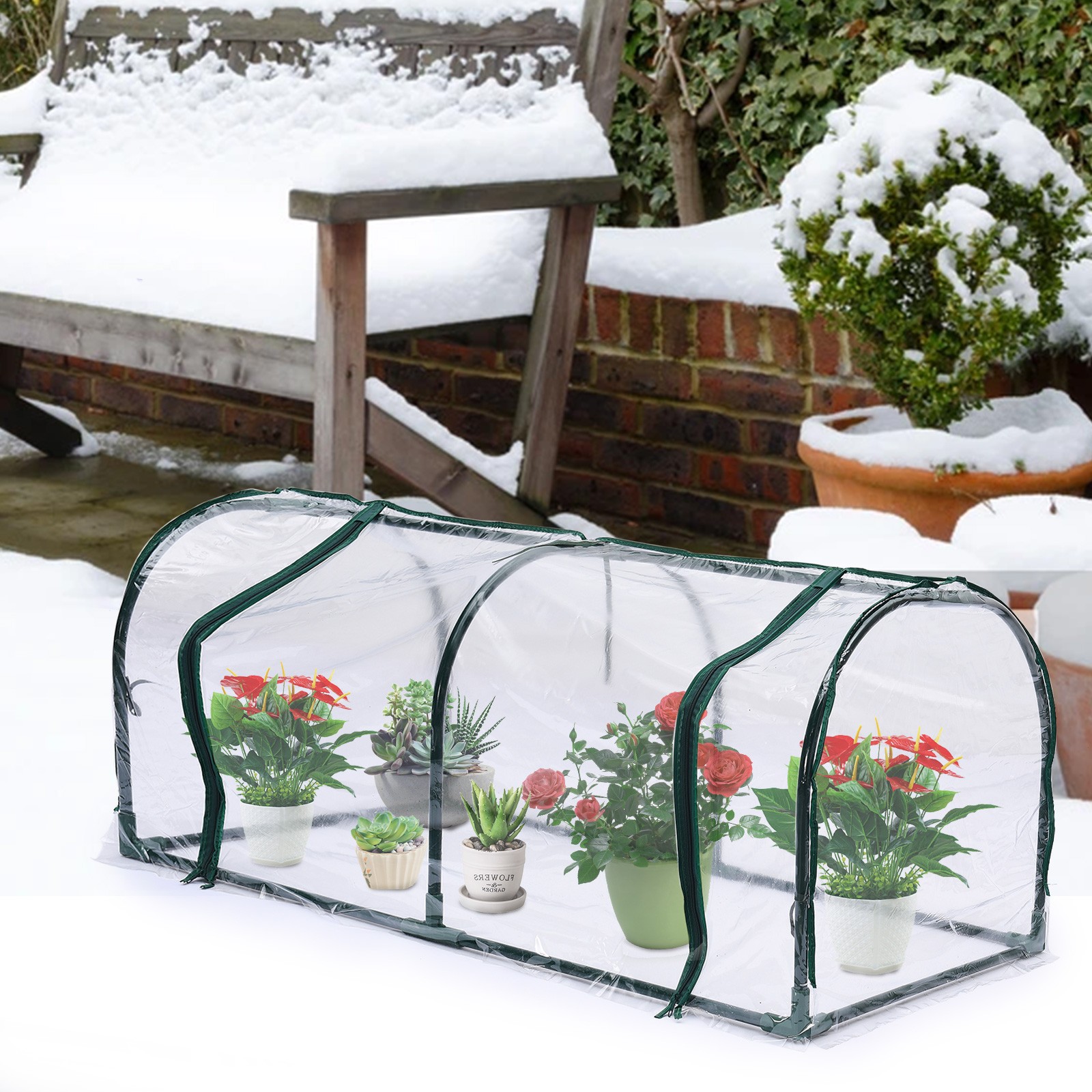 Plant Greenhouse PVC Metal Frame 1.2x0.6x0.5m Mini Plant House For Garden Potted
