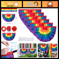 6PCS Rainbow Pride Bunting Flags - 3x1.5 Ft Pleated Fan Banner for LGBTQ Parades