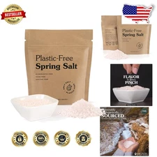 Organic Ancient Spring Salt 7oz Pouch - Microplastic Toxin Free, Mineral Rich