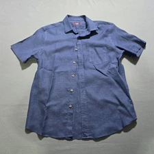 UNTUCKit Mens Medium blue Linen Short Sleeve Button Down Shirt Slim Fit Casual