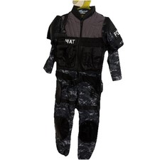 Boys Size 5/6 SWAT Police Costume Uniform Black Blue Outfit Teetot Pre-owned