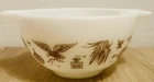 Vintage Pyrex Early American Cinderella Mixing Bowl 1.5 Pint White & Brown #441