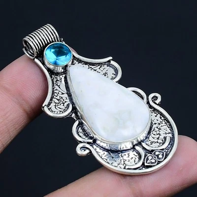 Arco iris piedra lunar, topacio azul piedra preciosa 925 plata esterlina... - Imagen 1 de 4