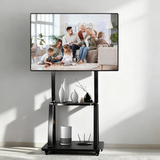 Adjustable Floor TV Stand for 32-70" TVs Mobile TV Cart w/ Wheels Laptop Shelf