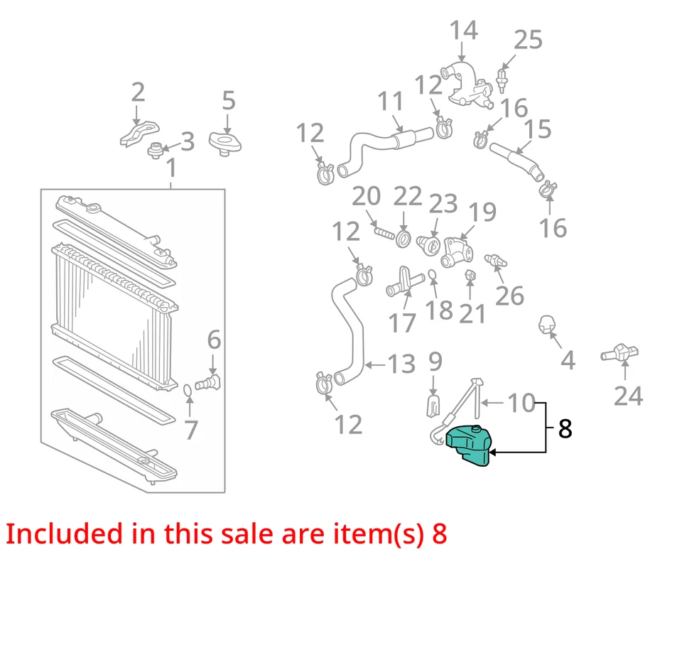 Toyota Highlander 2001 botella de desbordamiento de refrigerante fabricante de equipos originales 148 k millas - LKQ424605346 Foto 4 de 4