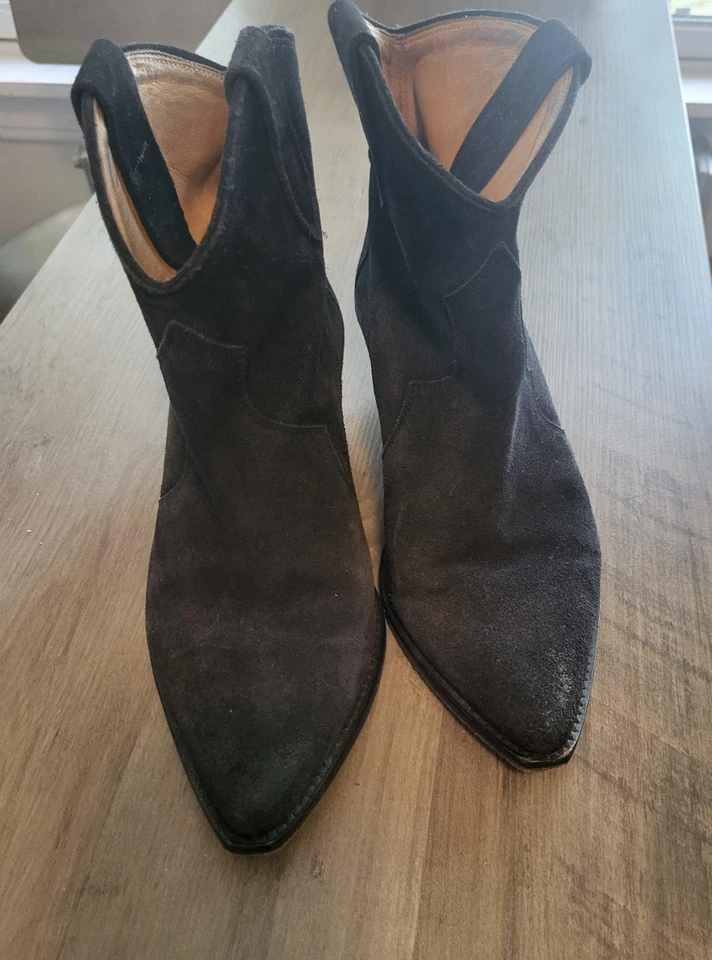 Isabel Marant Dewina black suede western ankle boots size 38 7.5-8 - Image 2 of 4