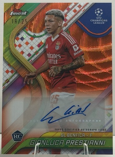 2025 Gianluca Prestianni Auto /25 RC Topps Finest Orange Wave Refractor