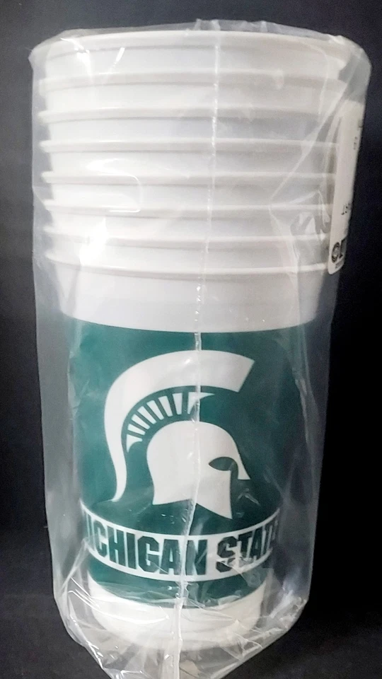 Michigan St. Spartans 20oz Plastic Cups 8-Pack Tableware Party Supplies Sports - Image 2 of 4