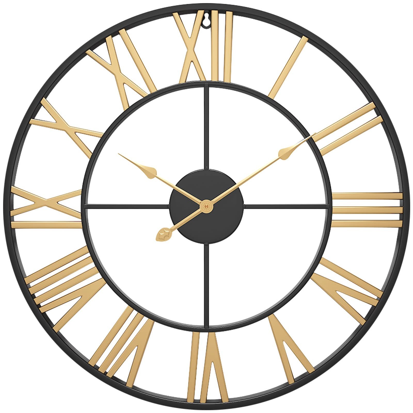 Large Wall Clocks Non-Ticking Silent 24 inch Battery Operated Oversized Metal...