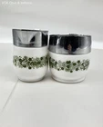 Pyrex Spring Blossom Green Sugar & Creamer Set 2 Piece Milk Glass Chrome Vintage