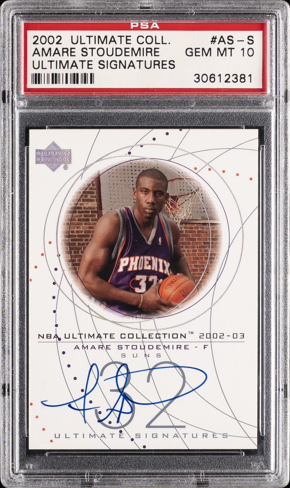 Amare Stoudemire #AS-S Basketball Cards 2002 Ultimate Collection Signatures trading card — raw and PSA graded price guide