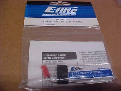E-FLITE EFLB5001S = 500mAH, 1 CELL, 3.7V, 12C, Li-Po BATTERY(NEW)
