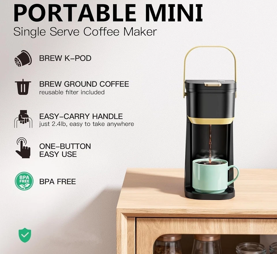 Mini Cafetera, Tamaño De Infusión de 6 A 12 Oz, Máquina De Café Compacta NEW US. - Image 3 of 4