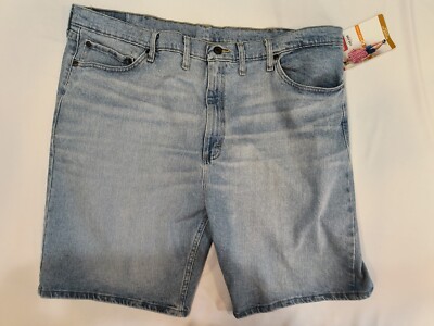 NWT Wrangler Blue Denim Jean Shorts Mens Size 44 Medium Wash Relaxed Fit  Flex