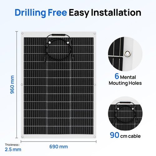 ECO-WORTHY 260W Watt Portable Flexible Solar Panel (130W*2PCS) For RV Roof Home - Picture 5 of 8