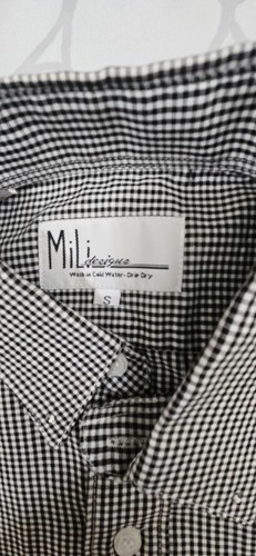 Mili Designs Button up Shirt Small Black White Check Rhinestone Embellished - Picture 8 of 8