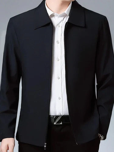 Men Turn-down Collar Coat Jackets Tops Business Autumn Spring Zipper Outwear - Bild 14 von 21